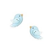 Button - Pale Bluebirds (Pair) THUMBNAIL
