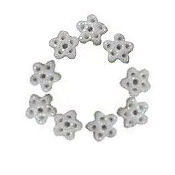 Button - White Glitter Snowflake, Extra Small - Set of 9 THUMBNAIL