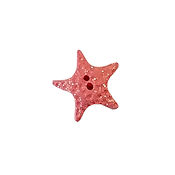 Button - Coral Starfish with Glitter, Medium THUMBNAIL