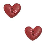 Button - Metallic Red Heart, Small (Set of 2) MAIN