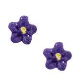 Button - Purple Glitter Flower, Small (Set of 2) THUMBNAIL