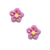 Button  - Fuchsia Glitter Flower Head, Small - Set of 2 MAIN