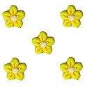 Button  - Yellow Glitter Flower Head (Qty 5) MAIN