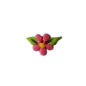 Button - Coral Flower w/ Leaves, Small THUMBNAIL
