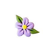 Button - Lavender Flower with Leaves, Medium MAIN
