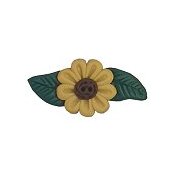 Button - Gold Sunflower with Leaves THUMBNAIL