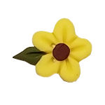Button - Medium Yellow Flower Head w/ Leaf MAIN