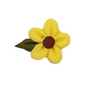Button - Medium Yellow Flower Head w/ Leaf THUMBNAIL