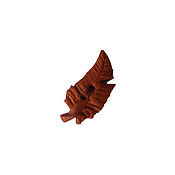Button - Left Facing Rusty Feather, Small THUMBNAIL