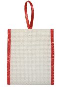 Banded Ornament - 14ct Opalescent White Aida w/ Red Trim (2-1/2" wide stitching area) THUMBNAIL