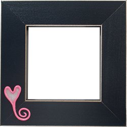 Button Frame - Swirly-tailed Heart 4x4 Black MAIN