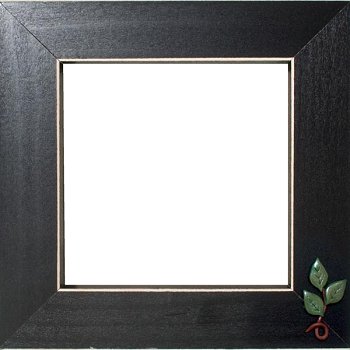 Button Frame - Tri Leaf & Vine 5x5 Black MAIN