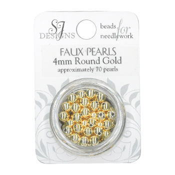 SJ Designs Faux Pearl 4mm Gold MAIN