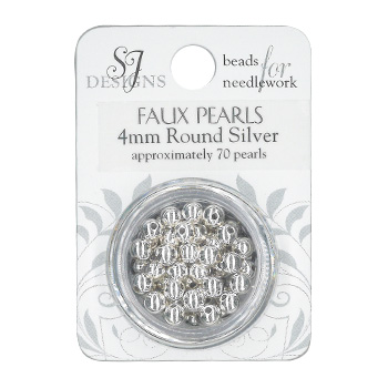 SJ Designs Faux Pearl 4mm Silver MAIN
