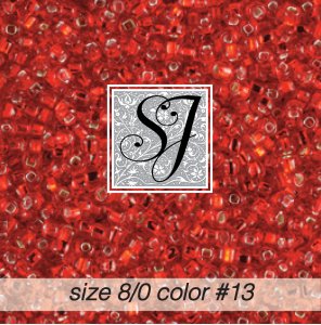 SJ Designs - 13 Ruby 8/0 Glass Seed Beads MAIN