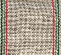 Mill Hill Stitch Band - Taylor 27ct. Natural w/ Red & Grn Stripes 2.9" MAIN