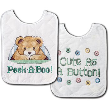 stamped cross stitch baby bibs