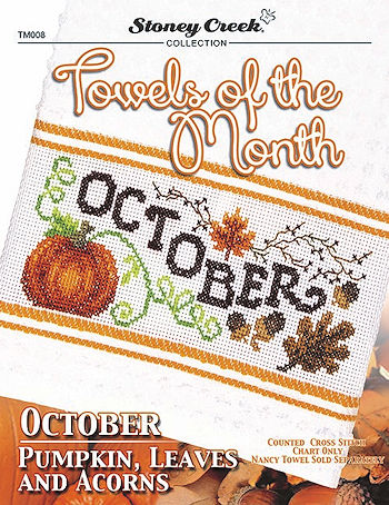 Towels of the Month - October Pumpkin, Leaves and Acorns THUMBNAIL