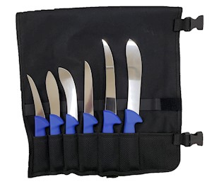 F Dick 6 Knife Butcher Set with Textile Roll Bag LARGE