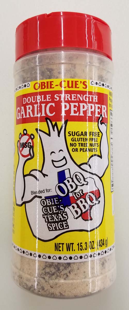 Obie-Cue Double Strength Garlic Pepper 15.3 OZ Shaker THUMBNAIL