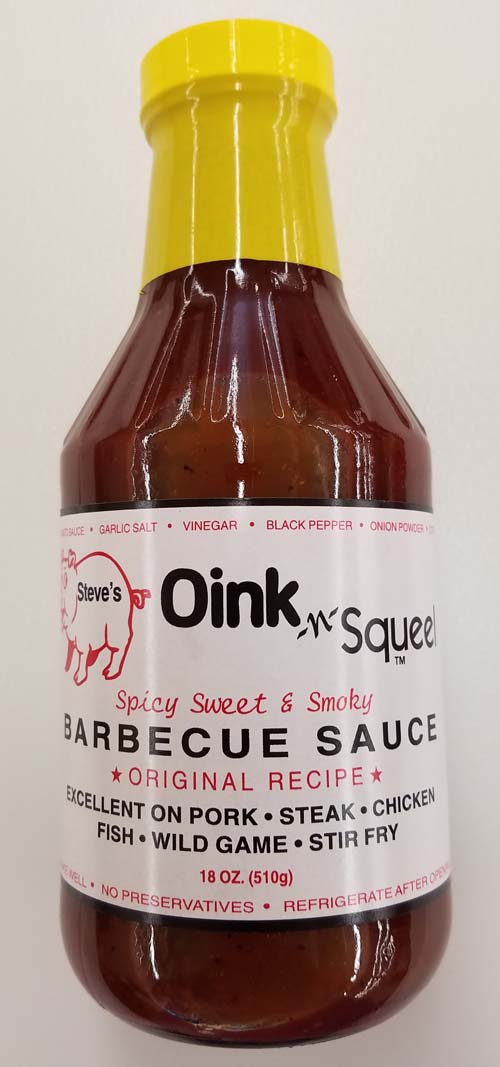 Steve's Oink-n-Squeel Original BBQ Sauce 18 OZ LARGE