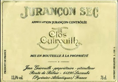 Wine bottle: Clos Guirouilh Jurançon 2015 THUMBNAIL