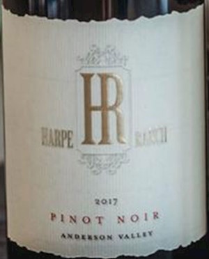 Wine Label: Harpe Ranch 2019 Pinot Noir, Anderson Valley LARGE