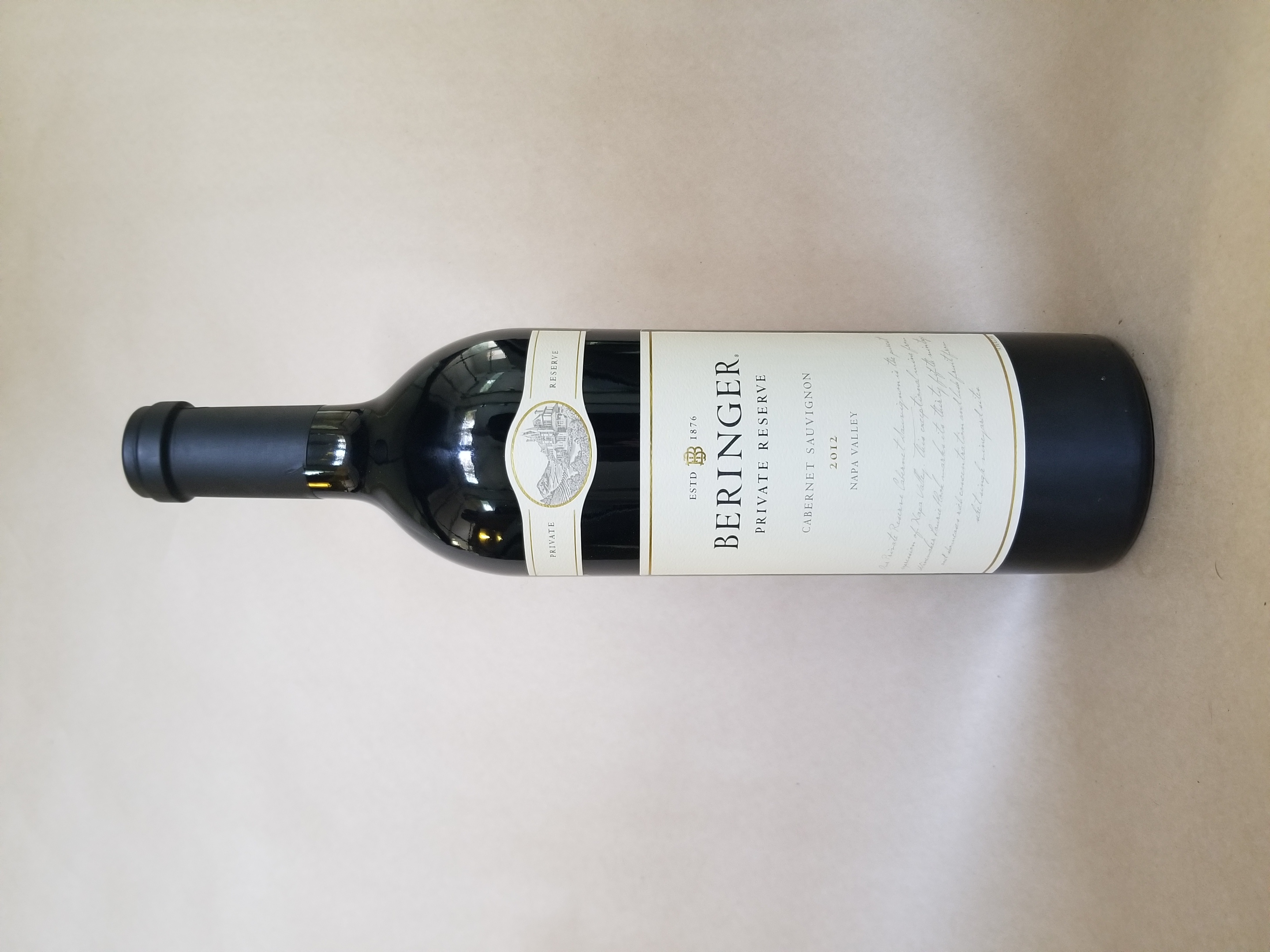 Rare Wine: Beringer Vineyards Private Reserve Cabernet Sauvignon, Napa Valley, USA 2012 LARGE
