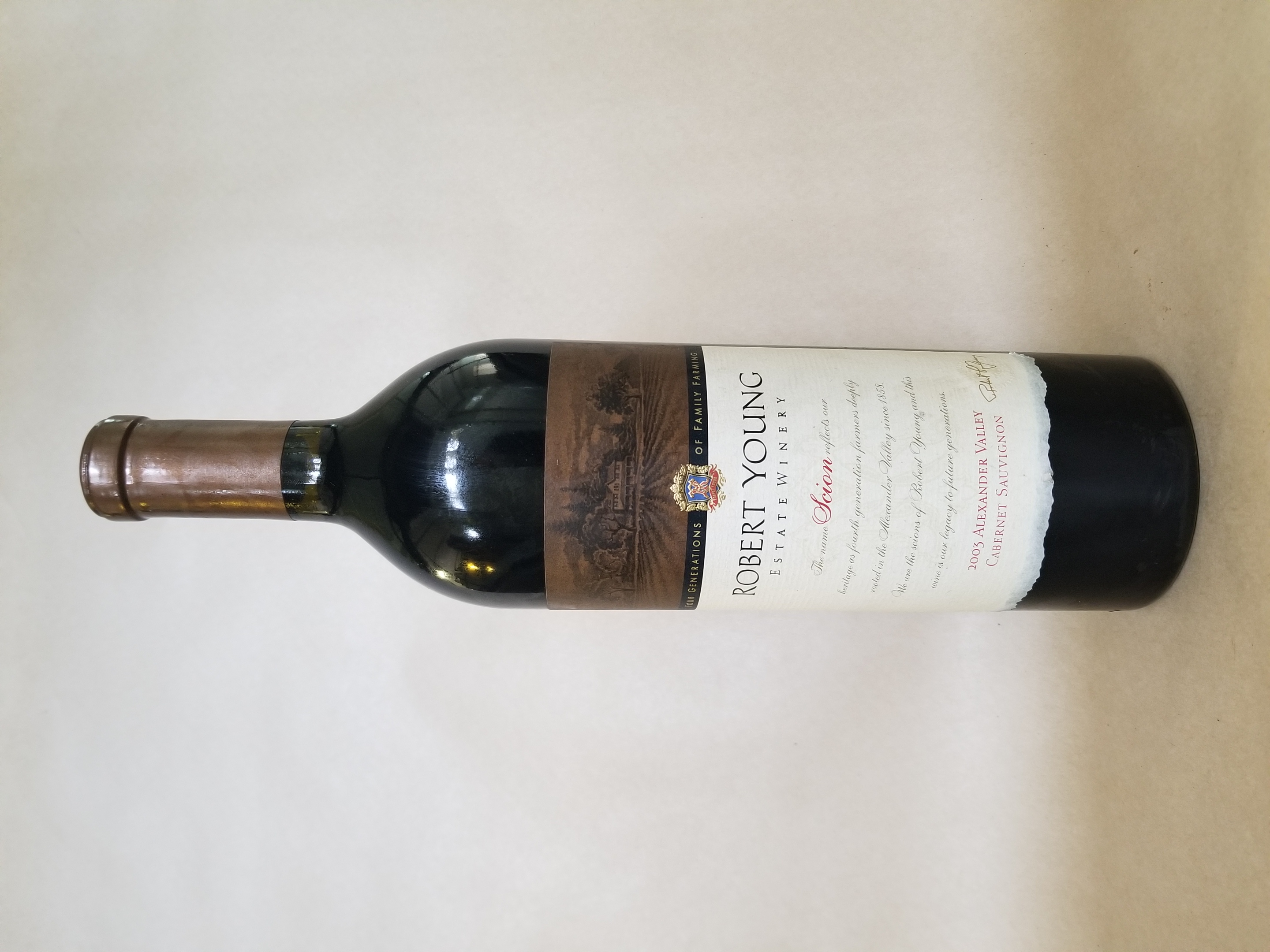 Rare Wine: Robert Young Estate Winery Cabernet Sauvginon Alexander Valley USA 2003 LARGE