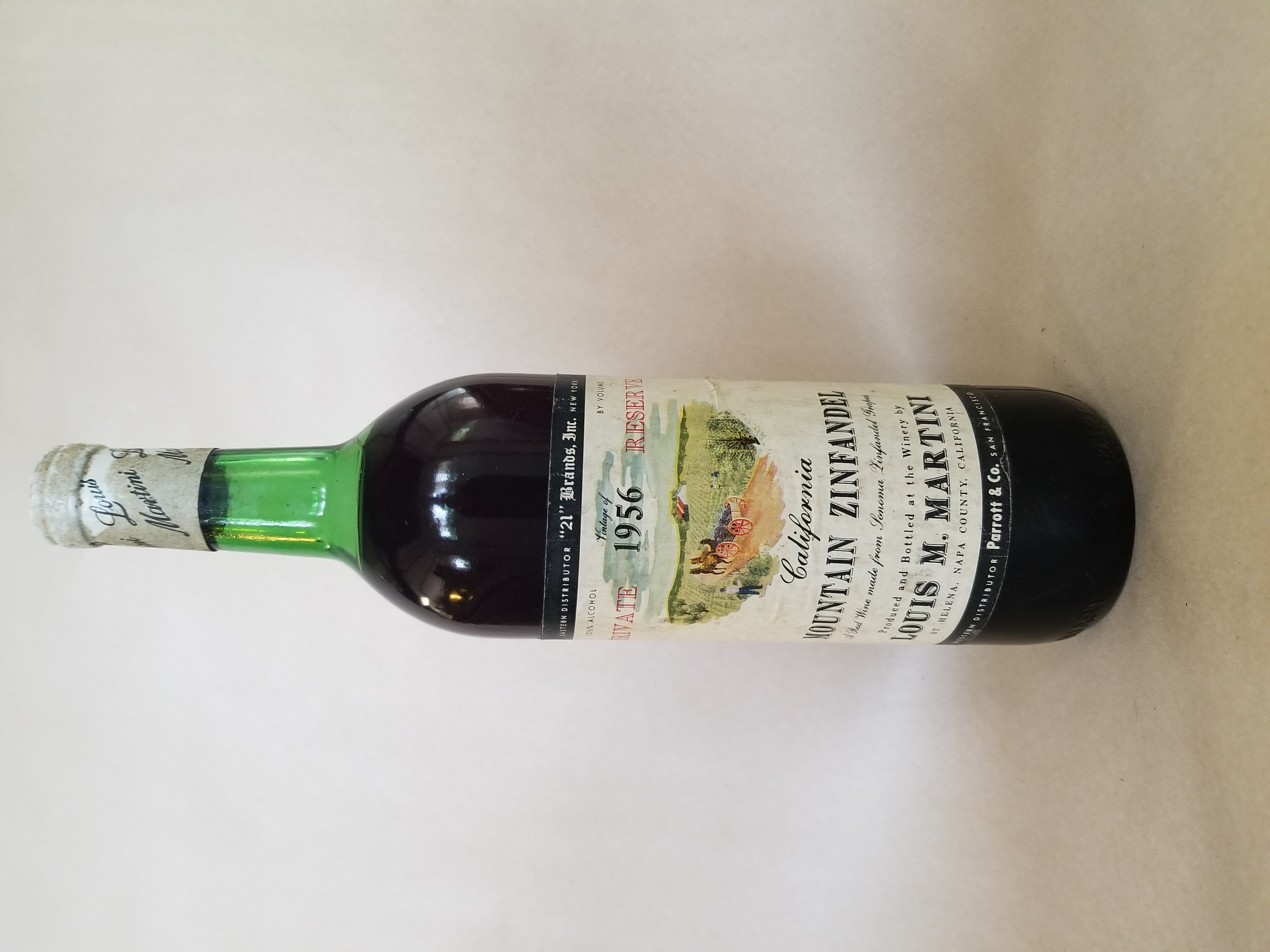 Rare Wine: Louis Martini Mountain Zinfandel Private Reserve Sonoma USA 1956 LARGE