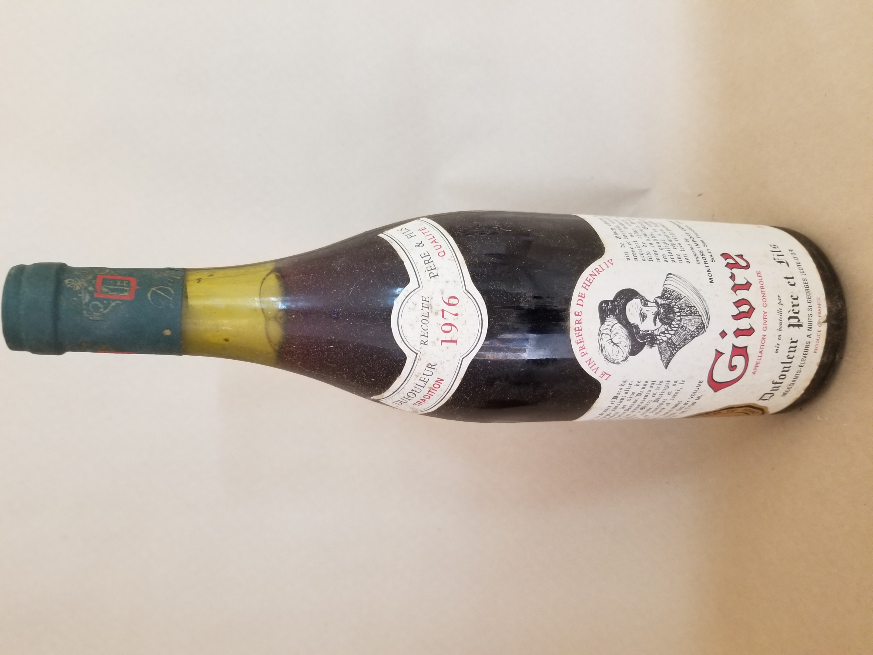 Rare Wine: Dufouleur Pere & Fils Gevrey-Chambertin, Cote de Nuits, France 1976 THUMBNAIL