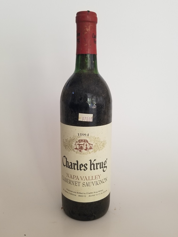 Rare Wine Bottle: 1984 Charles Krug Peter Mondavi Family Cabernet Sauvignon, Napa Valley, USA THUMBNAIL