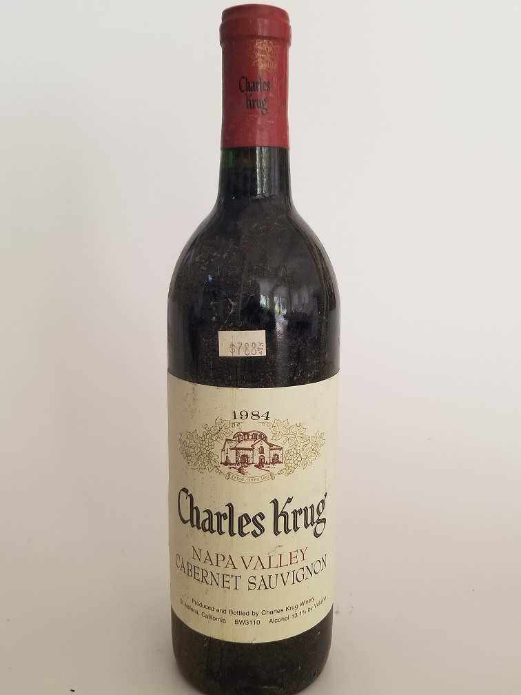 Rare Wine Bottle: 1984 Charles Krug Peter Mondavi Family Cabernet Sauvignon, Napa Valley, USA THUMBNAIL