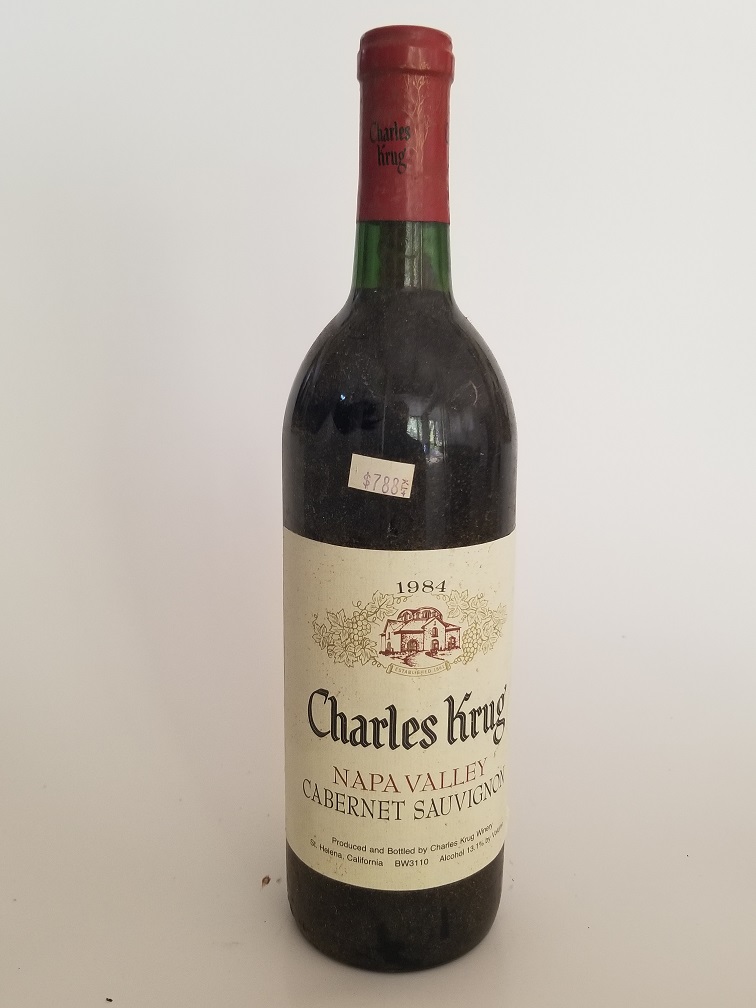 Rare Wine Bottle: 1984 Charles Krug Peter Mondavi Family Cabernet Sauvignon, Napa Valley, USA THUMBNAIL