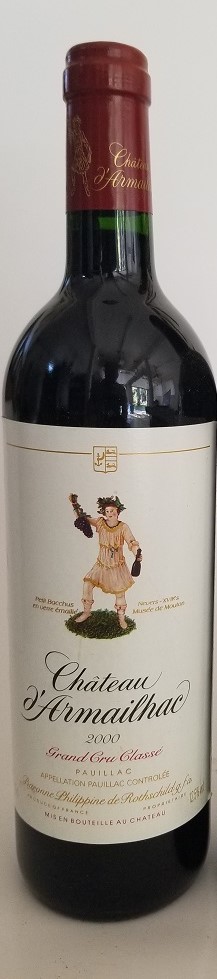 Rare Wine Bottle: 2000 Baron Philippe de Rothschild Chateau d'Armailhac LARGE