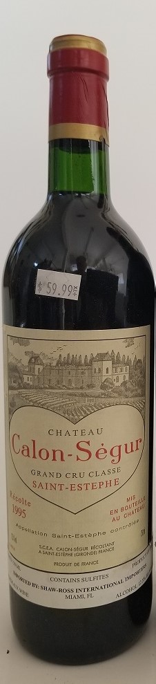 Rare Wine Bottle: 1995 Chateau Calon-Segur, Saint-Estephe, France LARGE