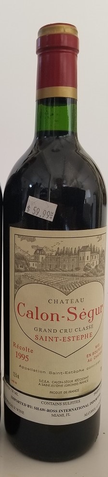 Rare Wine Bottle: 1995 Chateau Calon-Segur, Saint-Estephe, France LARGE