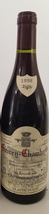 Rare Wine Bottle: 1998 Claude Dugat Gevrey-Chambertin, Cote de Nuits, France LARGE