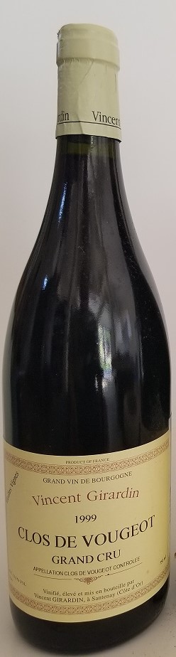 Rare Wine Bottle: 1999 Vincent Girardin Clos de Vougeot Grand Cru, Cote de Nuits, France THUMBNAIL
