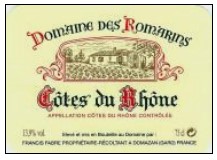 Wine Label: Romarins Cotes-du-Rhone 2020 THUMBNAIL