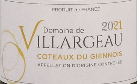 Wine Label: Domaine de Villargeau Coteaux du Giennois (Sauvignon Blanc) THUMBNAIL