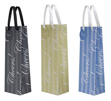 Wine Gift Bag "Cheers!" - Black, Beige or Blue THUMBNAIL