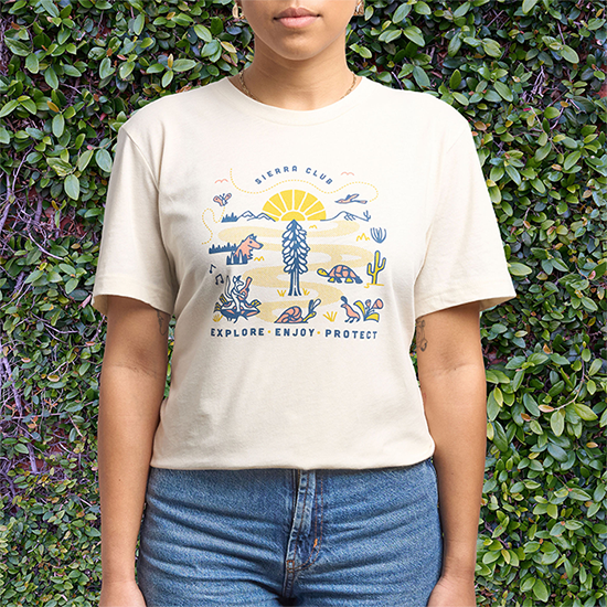 Sierra Club Explore, Enjoy, Protect Sustainable Earth Day T-Shirt