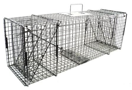 Raccoon/Large Cat/Badger/Rabbit Galvanized Metal Live Animal Trap with 1 x 1 Grid & Two Trap Doors THUMBNAIL