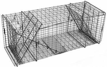 Bobcat / Coyote/ Small Dog / Fox Galvanized Metal Live Animal Trap with 1 x 2 Grid & Two Trap Doors THUMBNAIL