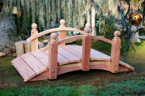 Short Post Bridges - Hand Made Natural 100% Redwood Bridges For Gardens, Paths, & Ponds MAIN