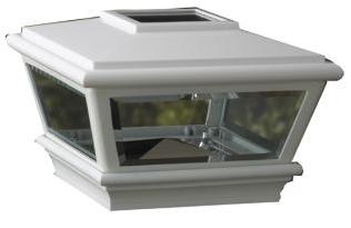 White Solar LED Post Light Cap 4.5" x 4.5" for Bridges, Fences, Decks, & Posts THUMBNAIL