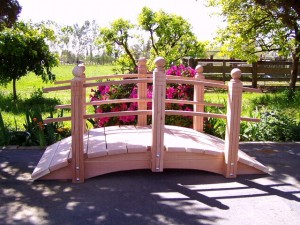 6' Span Hand Made Natural 100% Redwood Bridges For Gardens, Paths, & Ponds THUMBNAIL