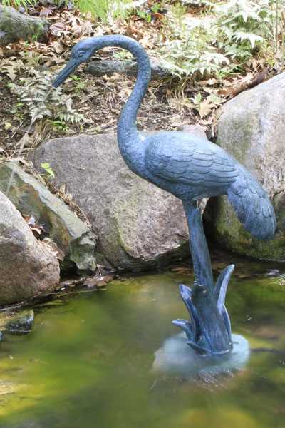 Crane with Lowered Head Poly Resin Spitter w/pump for Water Gardens & Ponds THUMBNAIL