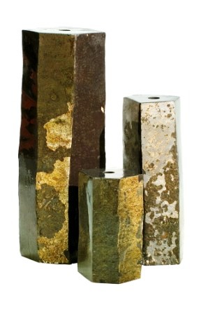 Aquascape - 3 Semi-Polished Pre-Drilled  Basalt Stone Columns for Custom Water Features THUMBNAIL